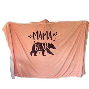 Mama Bear Pink Wearable Blanket Hoodie | Plush Microfiber & Sherpa Throw | NWT